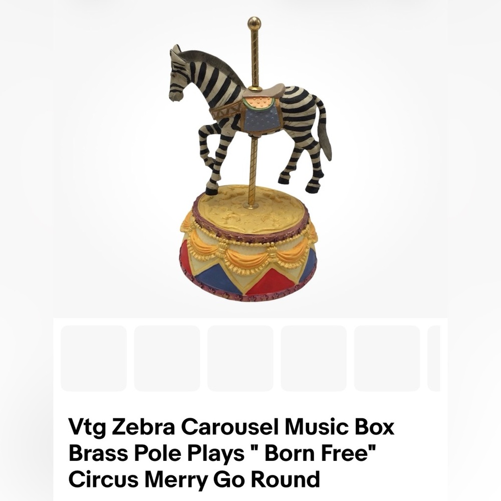 Lot of 2 Iron & Resin Zebra & giraffe Carousel Decor
